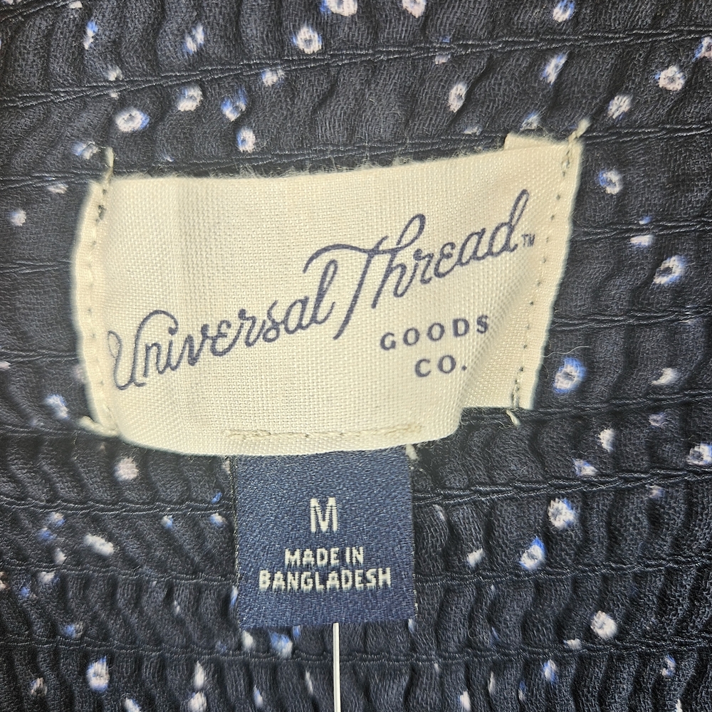 Universal Thread Smocked Waist Tiered Mini Skirt Navy Blue Boho Cotton Size M - Picture 5 of 9